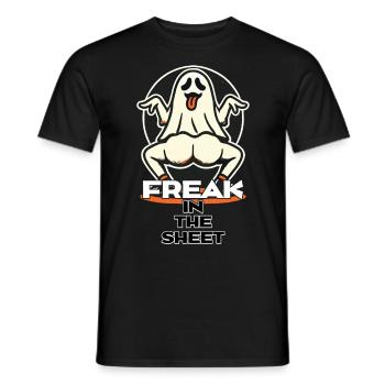 Freak in the Sheet Lustiges Gespenster Design - Männer T-Shirt - Schwarz - Vorne - AI Model Male 178 light (178cm)