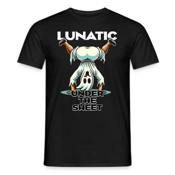 Lunatic Under Sheet Funny Ghost Design - Men's T-Shirt - black - Front - AI Model Male 178 light (178cm)