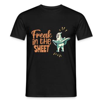 Freak in the Sheet Funny Halloween Ghost - Men's T-Shirt - black - Front - AI Model Male 178 light (178cm)