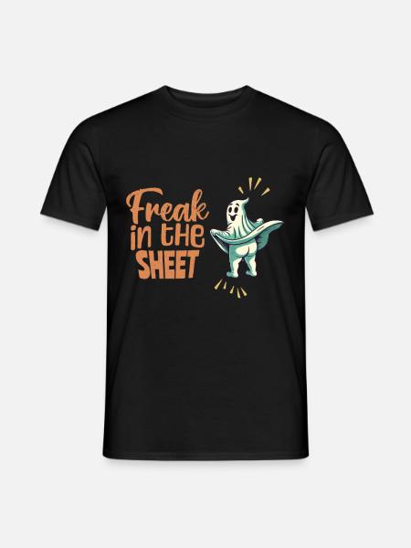 Freak in the Sheet Lustiges Halloween Gespenst - Mænd T-shirt - sort