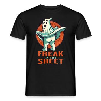 Ghost Shows Butt Freak in Sheet Retro Style - Men's T-Shirt - black - Front - AI Model Male 178 light (178cm)