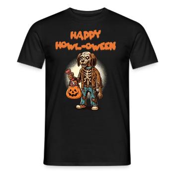 Happy Howl-oween Lustiger Halloween Hunde Spruch - Männer T-Shirt - Schwarz - Vorne - AI Model Male 178 light (178cm)