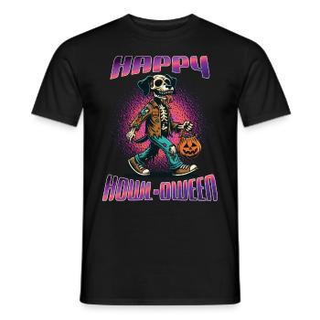 Happy Howl-oween Lustiger Halloween Hunde Spruch - Männer T-Shirt - Schwarz - Vorne - AI Model Male 178 light (178cm)