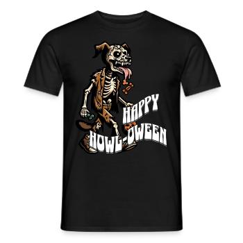 chiens heureux hurlement drôle d’halloween dicton d’halloween - T-shirt homme - noir - Devant - AI Model Male 178 light (178cm)