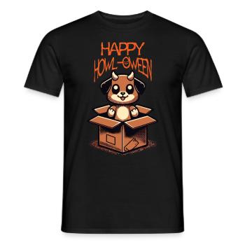 Happy Howl-Oween Lustiger Hunde Halloween Spruch - Männer T-Shirt - Schwarz - Vorne - AI Model Male 178 light (178cm)
