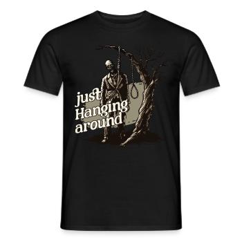 Lustige Halloween Spruch just hanging around - Männer T-Shirt - Schwarz - Vorne - AI Model Male 178 light (178cm)