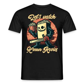 Funny Saying Design Let's Watch Horror Movies - Men's T-Shirt - black - Front - AI Model Male 178 light (178cm)