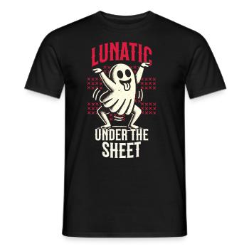 Lunatic Under The Sheet Funny Ghost Design - Men's T-Shirt - black - Front - AI Model Male 178 light (178cm)