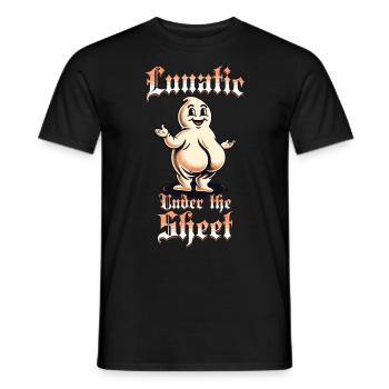 Lunatic under the Sheet Funny Ghost Design - Men's T-Shirt - black - Front - AI Model Male 178 light (178cm)