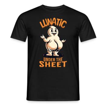 Lunatic Under Sheet Funny Ghost Design - Men's T-Shirt - black - Front - AI Model Male 178 light (178cm)
