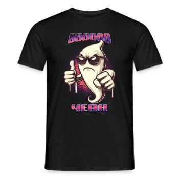 Boo Yeah Fantôme Drôle Dire Design Halloween - T-shirt homme - noir - Devant - AI Model Male 178 light (178cm)