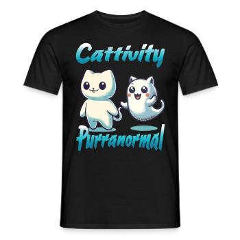Lustiges Halloween Outfit Mit Süßen Geister Katzen - Männer T-Shirt - Schwarz - Vorne - AI Model Male 178 light (178cm)