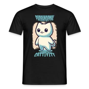 Lustiges Halloween Outfit Mit Süßen Geister Katzen - Männer T-Shirt - Schwarz - Vorne - AI Model Male 178 light (178cm)