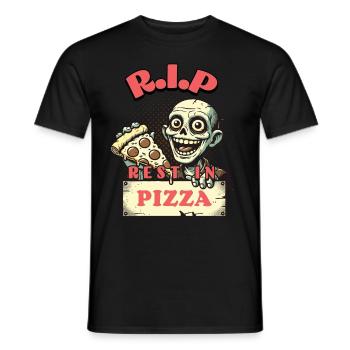 Rest In Pizza Lustiger Pizzaliebhaber Spruch - Männer T-Shirt - Schwarz - Vorne - AI Model Male 178 light (178cm)