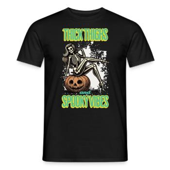 Cuisses épaisses et vibrations effrayantes Halloween Girls - T-shirt homme - noir - Devant - AI Model Male 178 light (178cm)