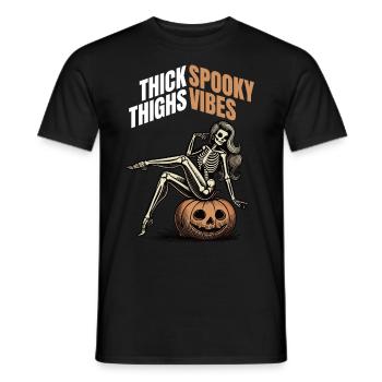 Cuisses épaisses et vibrations effrayantes Halloween Girls - T-shirt homme - noir - Devant - AI Model Male 178 light (178cm)