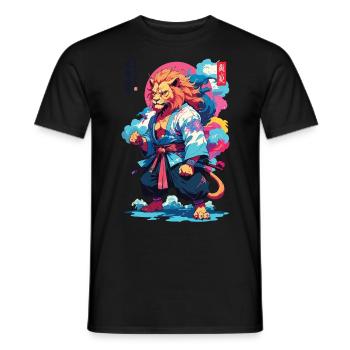 Samouraï Lion Esthétique Vaporwave Style Japon Art - T-shirt homme - noir - Devant - AI Model Male 178 light (178cm)