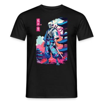 Oni Skeleton Samurai Vaporwave Esthétique - T-shirt homme - noir - Devant - AI Model Male 178 light (178cm)