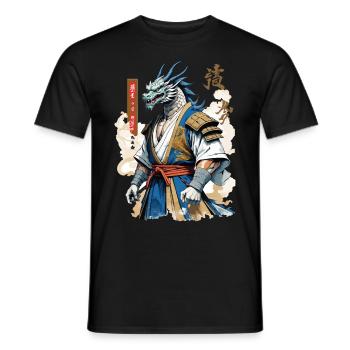 Dragon Samurai Vintage Ukiyo-e Style - Men's T-Shirt - black - Front - AI Model Male 178 light (178cm)