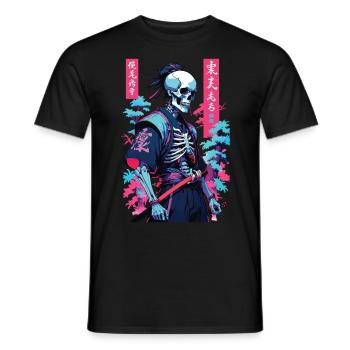 Oni squelette samouraï vaporwave esthétique japon style - T-shirt homme - noir - Devant - AI Model Male 178 light (178cm)