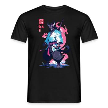 Samouraï Oni Yokai Esthétique Style Vaporwave - T-shirt homme - noir - Devant - AI Model Male 178 light (178cm)