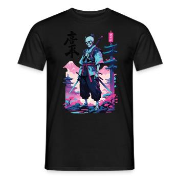 Oni Skeleton Samurai Vaporwave Esthétique - T-shirt homme - noir - Devant - AI Model Male 178 light (178cm)