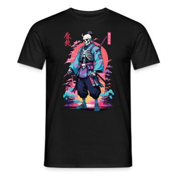 Oni Skeleton Samurai & Vaporwave Design esthétique - T-shirt homme - noir - Devant - AI Model Male 178 light (178cm)