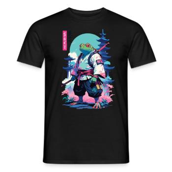Grenouille samouraï Esthétique Style Vaporwave - T-shirt homme - noir - Devant - AI Model Male 178 light (178cm)