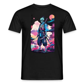 Oni Skeleton Samurai & Vaporwave Design esthétique - T-shirt homme - noir - Devant - AI Model Male 178 light (178cm)