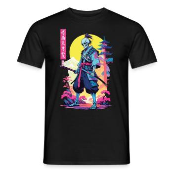 Oni Skeleton Samurai Vaporwave Aesthetic - Men's T-Shirt - black - Front - AI Model Male 178 light (178cm)