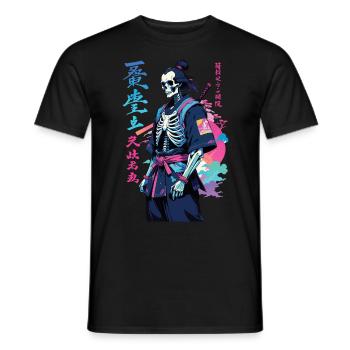 Oni Skelett Samurai Vaporwave Aesthetic - Männer T-Shirt - Schwarz - Vorne - AI Model Male 178 light (178cm)