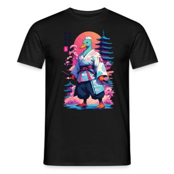 Canard samouraï dans le style esthétique Vaporwave - T-shirt homme - noir - Devant - AI Model Male 178 light (178cm)