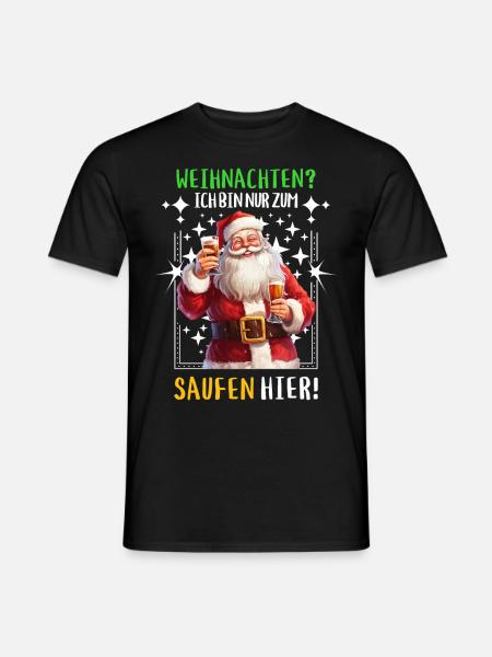 Christmas Claus Beer Drinking Alcohol - Men's T-Shirt - black