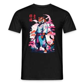 Tiger Yokai Vaporwave Aesthetic Samurai Art - Men's T-Shirt - black - Front - AI Model Male 178 light (178cm)