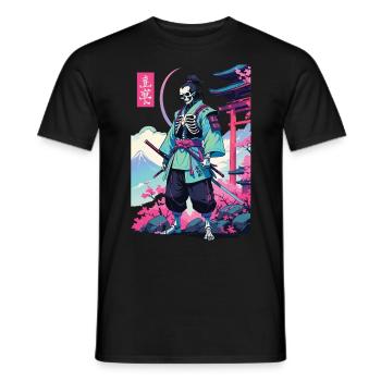 Oni Skelett Samurai Vaporwave Aesthetic - Männer T-Shirt - Schwarz - Vorne - AI Model Male 178 light (178cm)