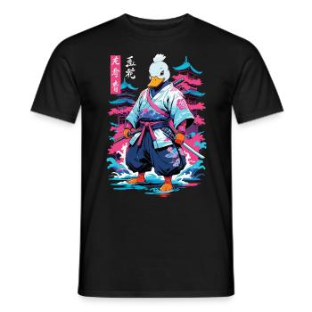 Samurai Duck Aesthetic Vaporwave Style Japan - Men's T-Shirt - black - Front - AI Model Male 178 light (178cm)