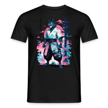 Tanuki Yokai Vaporwave Aesthetic Samurai Art - Men's T-Shirt - black - Front - AI Model Male 178 light (178cm)