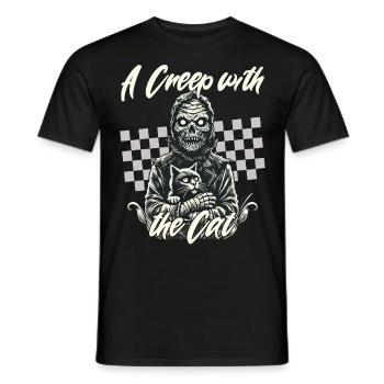 gruseliHalloween: A scary with the cat - Men's T-Shirt - black - Front - AI Model Male 178 light (178cm)