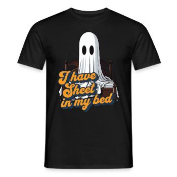 Halloween Sheet In Bed Funny Saying - Men's T-Shirt - black - Front - AI Model Male 178 light (178cm)