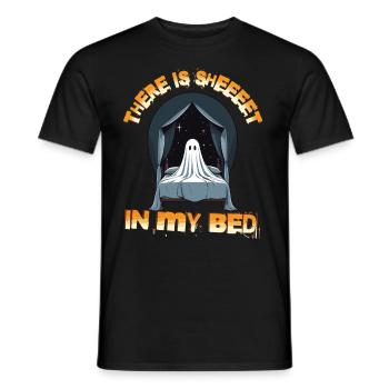 Halloween Ghost Humor in Bed - Men's T-Shirt - black - Front - AI Model Male 178 light (178cm)
