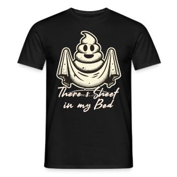 Halloween Ghost Humor in Bed - Men's T-Shirt - black - Front - AI Model Male 178 light (178cm)