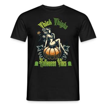 Funny Halloween Thick Thighs Vibes - Men's T-Shirt - black - Front - AI Model Male 178 light (178cm)