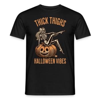 Funny Halloween Thick Thighs Halloween Vibes - Men's T-Shirt - black - Front - AI Model Male 178 light (178cm)
