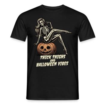 Funny Halloween Thick Thighs Vibes - Men's T-Shirt - black - Front - AI Model Male 178 light (178cm)