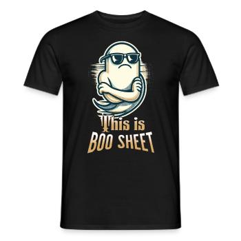 Drôle de fantôme d’Halloween avec texte de feuille Boo - T-shirt homme - noir - Devant - AI Model Male 178 light (178cm)