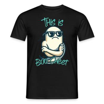 Funny Halloween: Ghost Boo Sheet - Men's T-Shirt - black - Front - AI Model Male 178 light (178cm)