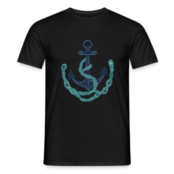 Vintage Anker Design Hobby Fischer Seefahrer - Männer T-Shirt - Schwarz - Vorne - AI Model Male 178 light (178cm)