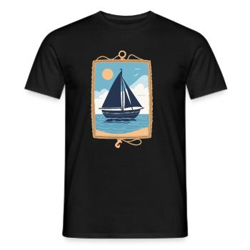 Maritime Segelboot Am Meer Wandbild - Männer T-Shirt - Schwarz - Vorne - AI Model Male 178 light (178cm)