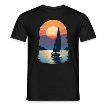 Sunset by the Sea Sailing Adventure - Men's T-Shirt - black - Front - AI Model Male 178 light (178cm)