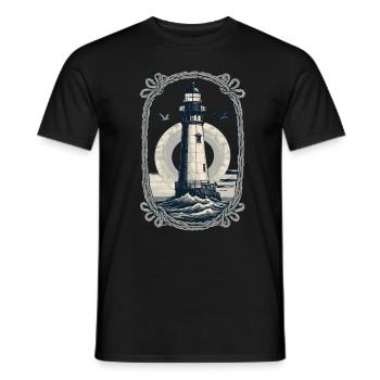 Leuchtturm Hobby Fischer Seefahrer Vintage Stil - Männer T-Shirt - Schwarz - Vorne - AI Model Male 178 light (178cm)